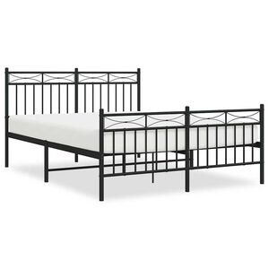 vidaXL Cadre de lit métal sans matelas avec pied de lit noir 135x190cm