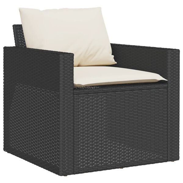 vidaXL Salon de jardin 6 pcs avec coussins noir r&eacute;sine tress&eacute;e