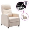 vidaXL Fauteuil inclinable &eacute;lectrique cr&egrave;me tissu