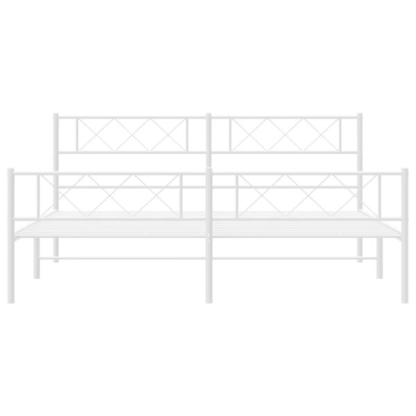 vidaXL Cadre de lit métal sans matelas et pied de lit blanc 183x213 cm