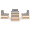 vidaXL Salon de jardin 4 pcs avec coussins Bois de pin massif