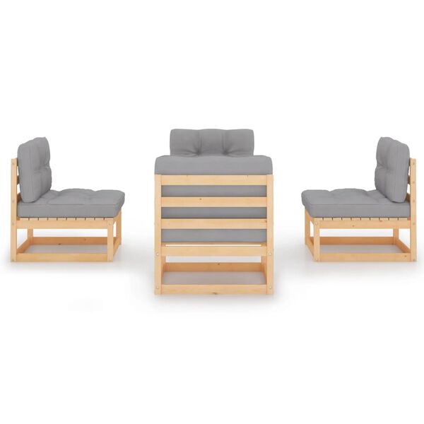 vidaXL Salon de jardin 4 pcs avec coussins Bois de pin massif