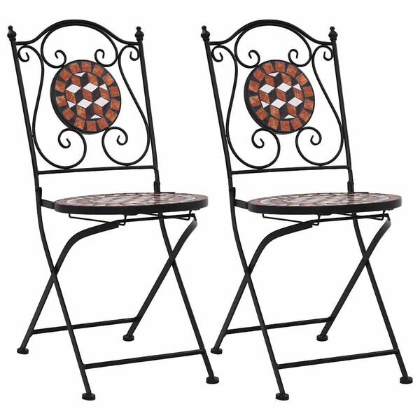 vidaXL Chaises de bistrot mosa&iuml;que 2 pcs Marron C&eacute;ramique