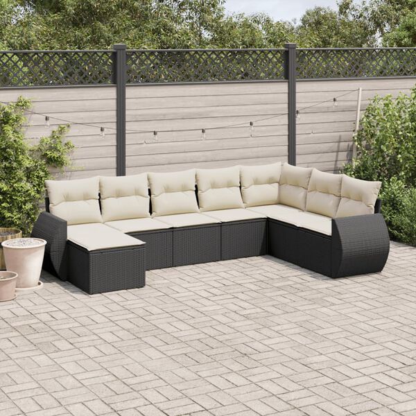 vidaXL Salon de jardin 8 pcs avec coussins noir r&eacute;sine tress&eacute;e