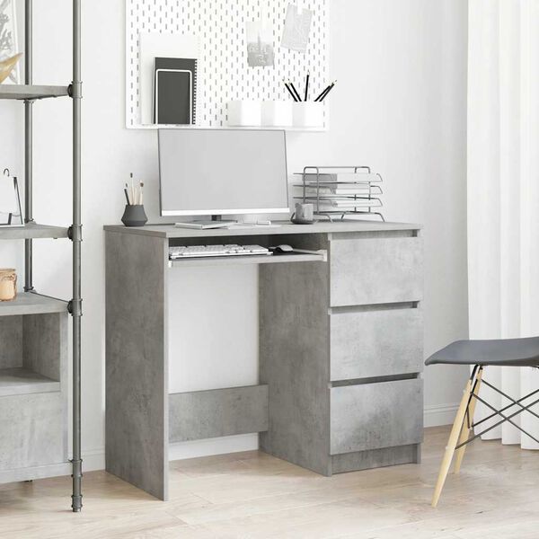 vidaXL Bureau Gris b&eacute;ton 90x45x76 cm Bois d&rsquo;ing&eacute;nierie