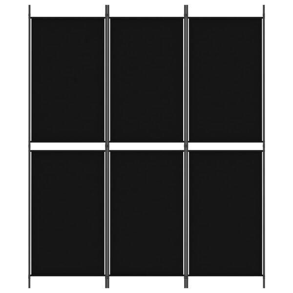 vidaXL Cloison de séparation 3 panneaux Noir 150x180 cm Tissu