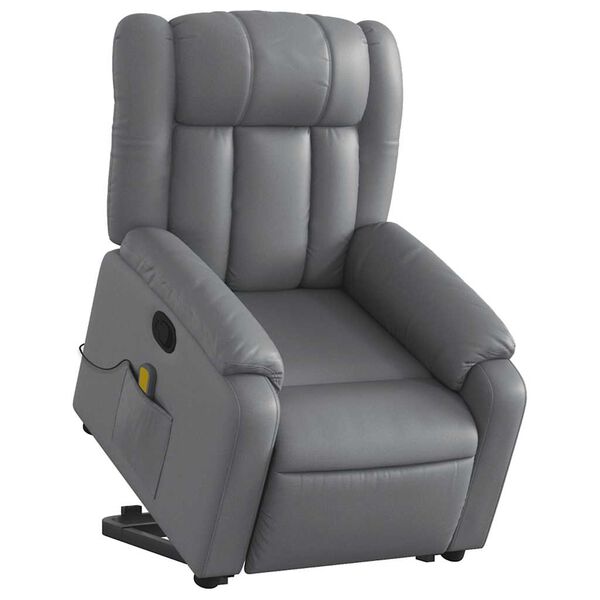 vidaXL Fauteuil inclinable de massage gris similicuir