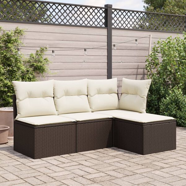 vidaXL Tabouret de jardin avec coussin brun 55x55x37 cm r&eacute;sine tress&eacute;e