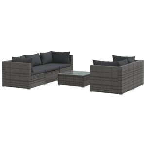 vidaXL Salon de jardin 6 pcs avec coussins r&eacute;sine tress&eacute;e gris