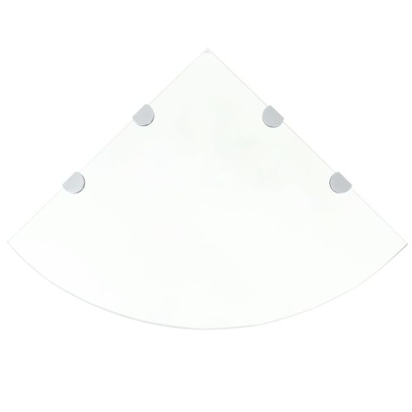 vidaXL Étagère de coin et supports chromés Verre transparent 45x45 cm