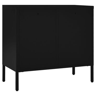 vidaXL Buffet Noir 75x35x70 cm Acier et verre trempé