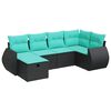 vidaXL Salon de jardin 6 pcs avec coussins noir r&eacute;sine tress&eacute;e