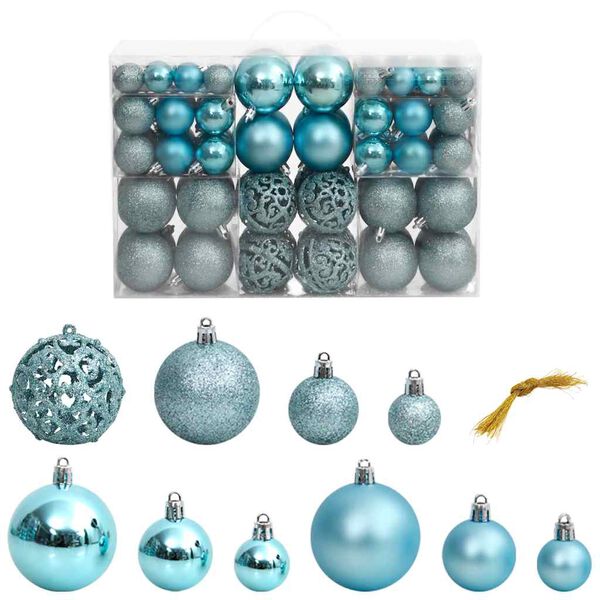 vidaXL Boules de Noël 100 pcs turquoise 3 / 4 / 6 cm