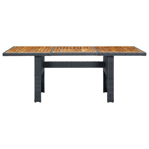 vidaXL Table de jardin Gris fonc&eacute; R&eacute;sine tress&eacute;e et bois d'acacia