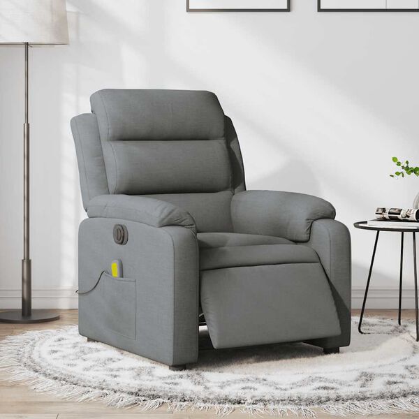 vidaXL Fauteuil inclinable de massage &eacute;lectrique gris fonc&eacute; tissu