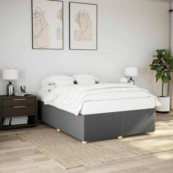 vidaXL Cadre de lit sans matelas gris fonc&eacute; tissu