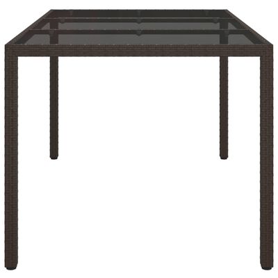 vidaXL Table de jardin 150x90x75 cm Verre trempé/résine tressée Marron