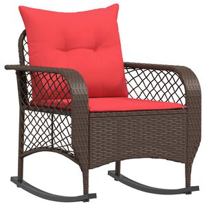 vidaXL Chaise à bascule de jardin avec coussins marron résine tressée