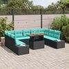 vidaXL Ensemble de canap&eacute; de jardin 10 pcs Noir et Sarcelle