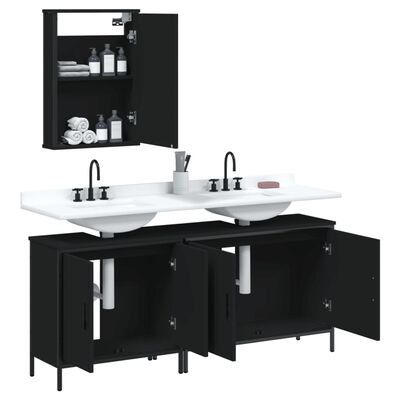 vidaXL Ensemble de meubles salle de bain 3 pcs noir bois d'ingénierie