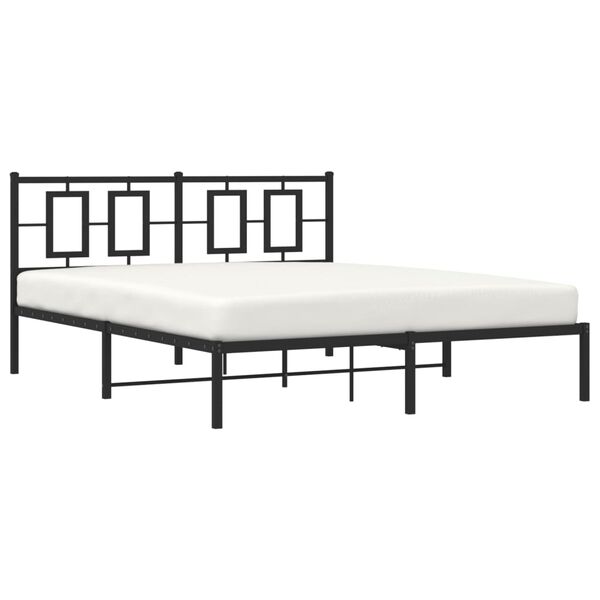 vidaXL Cadre de lit m&eacute;tal sans matelas avec t&ecirc;te de lit noir 150x200cm