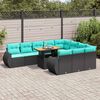 vidaXL Salon de jardin 11 pcs avec coussins noir r&eacute;sine tress&eacute;e
