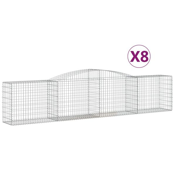 vidaXL Paniers &agrave; gabions arqu&eacute;s 8 pcs 400x50x80/100 cm Fer galvanis&eacute;