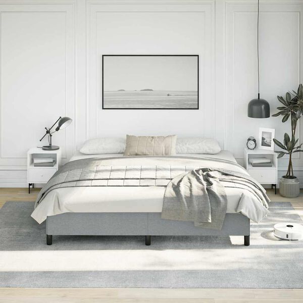 vidaXL Cadre de lit gris clair 193x203 cm tissu