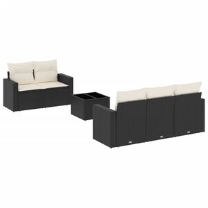 vidaXL Salon de jardin 6 pcs avec coussins noir r&eacute;sine tress&eacute;e