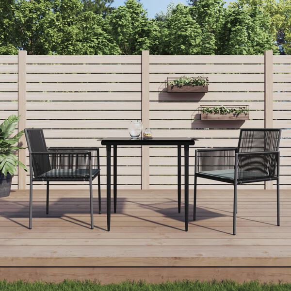 vidaXL Chaises de jardin et coussins lot de 2 noir 54x60,5x83,5 cm