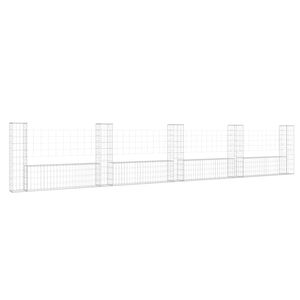 vidaXL Panier de gabion en forme de U avec 5 poteaux Fer 500x20x100 cm