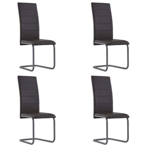 vidaXL Chaises à manger cantilever lot de 4 marron similicuir