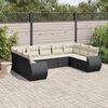 vidaXL Salon de jardin 9 pcs avec coussins noir r&eacute;sine tress&eacute;e