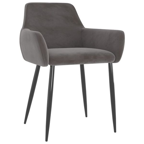 vidaXL Chaises &agrave; manger lot de 4 Gris fonc&eacute; Velours