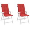 vidaXL Coussins de chaise de jardin dossier haut lot de 2 rouge tissu