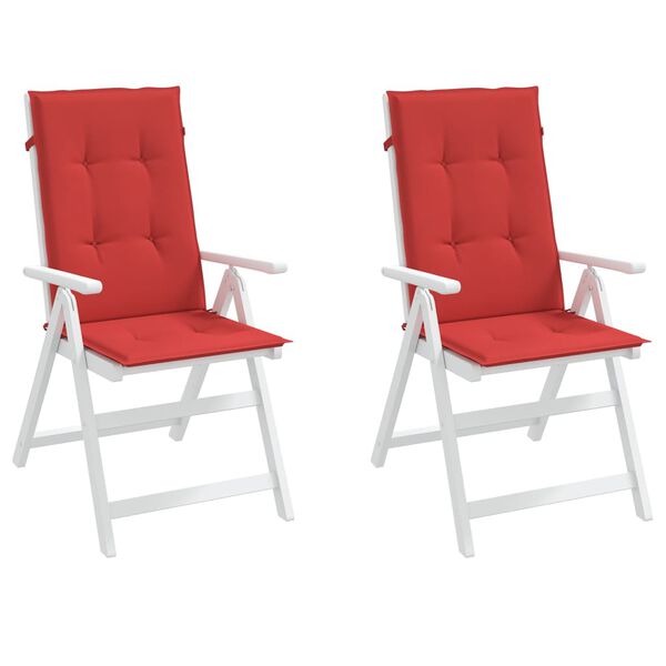 vidaXL Coussins de chaise de jardin dossier haut lot de 2 rouge tissu