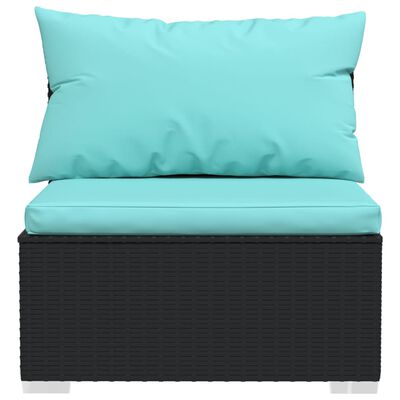 vidaXL Salon de jardin 8 pcs avec coussins Résine tressée Noir