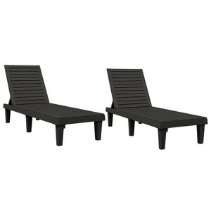 vidaXL Chaises longues lot de 2 noir 155x58x83 cm polypropyl&egrave;ne