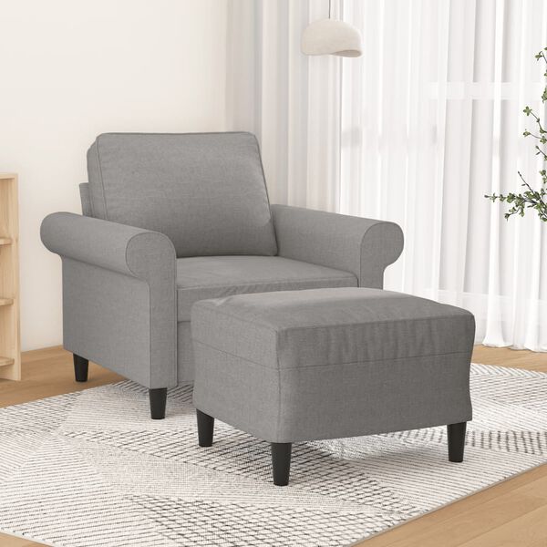 vidaXL Fauteuil avec repose-pied Gris clair 60 cm Tissu