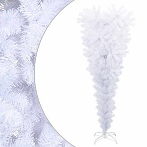 vidaXL Sapin de No&euml;l artificiel renvers&eacute; avec support Blanc 150 cm