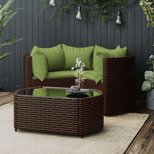vidaXL Salon de jardin 4 pcs avec coussins Marron R&eacute;sine tress&eacute;e