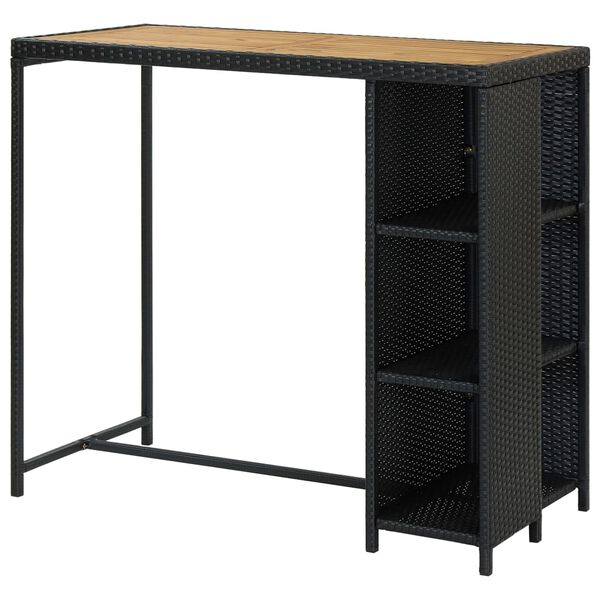 vidaXL Table de bar avec rangement Noir 120x60x110 cm Résine tressée