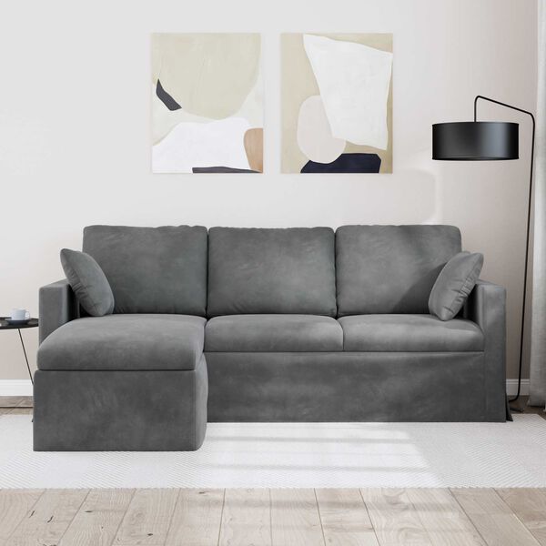 vidaXL Canap&eacute; Gris fonc&eacute; 198 x 134 x 80 cm Velours