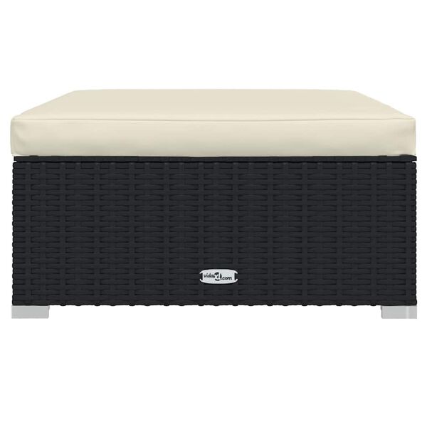 vidaXL Repose-pied de jardin et coussin Noir 70x70x30cm R&eacute;sine tress&eacute;e