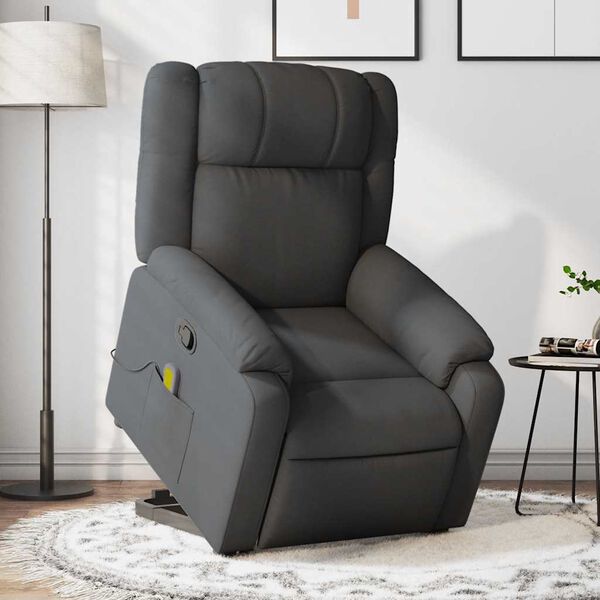 vidaXL Fauteuil inclinable de massage gris fonc&eacute; tissu