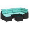 vidaXL Ensemble de Canap&eacute;s 7 pcs Noir et turquoise polyrotin
