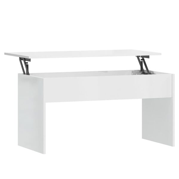 vidaXL Table basse blanc brillant 102x50,5x52,5 cm bois d'ing&eacute;nierie