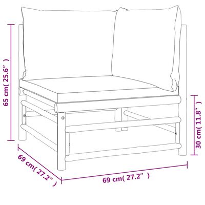 vidaXL Canapés d'angle de jardin avec coussins vert 2 pcs bambou