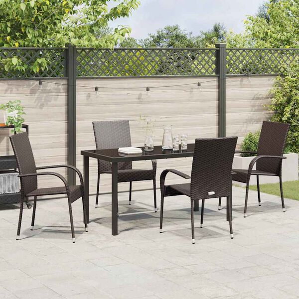 vidaXL Ensemble de salle &agrave; manger pour jardin 5 pcs Marron