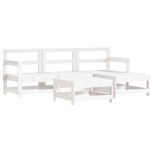 vidaXL Salon de jardin 5 pcs blanc bois massif de pin